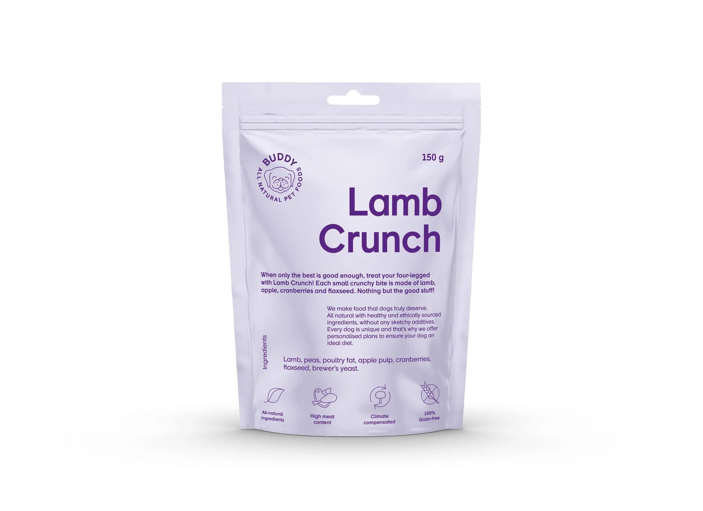 Buddy Crunchy Snack - Lam med tranebær 150 g - Dapple