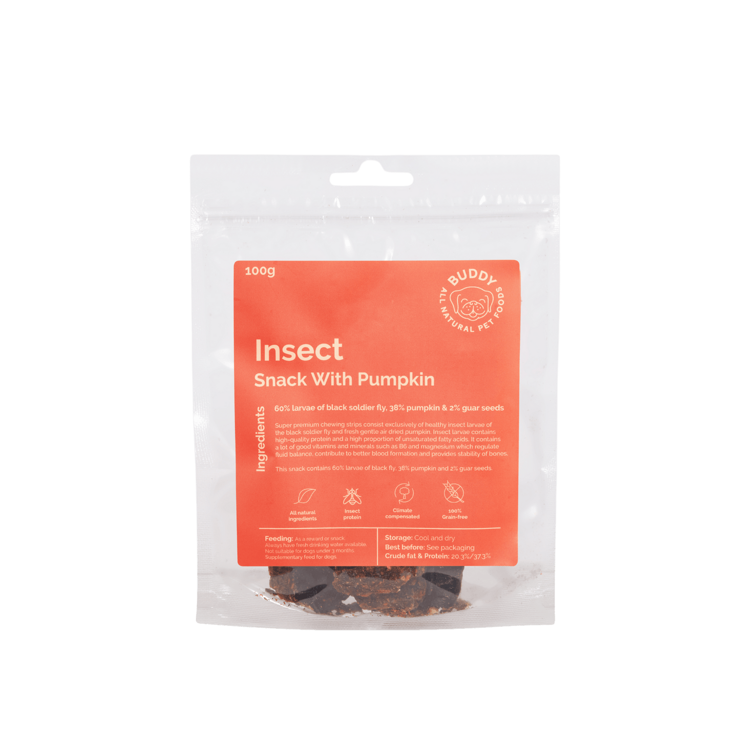 Buddy No - meat filets - Insekter & græskar 100g - Dapple