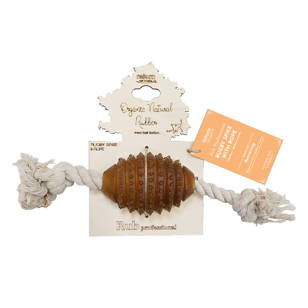 Retorn - Rub Rugby Spike tyggelegetøj med reb - Dapple